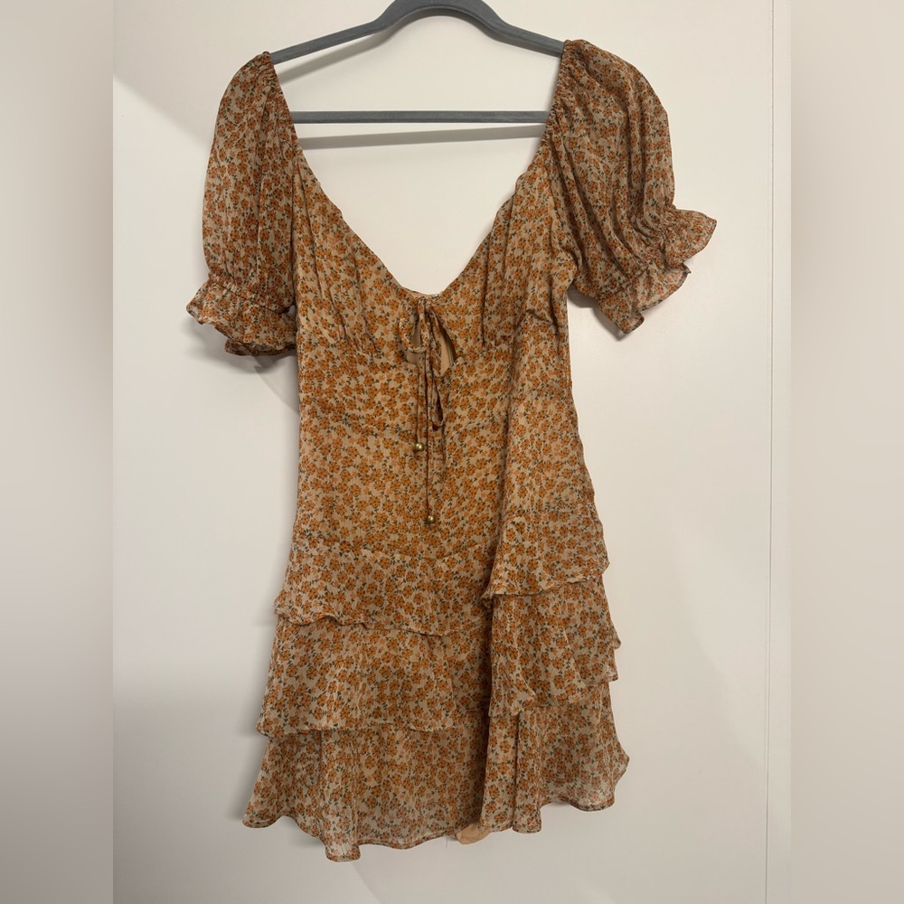 Style to moon orange floral pleated romper